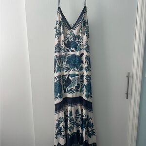 Floral Maxi Dress in Blue and White